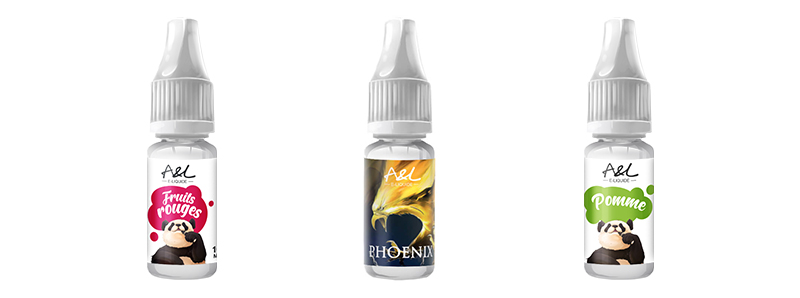 Les trois e-liquides 10ml compris dans le Pack Fruité A&L